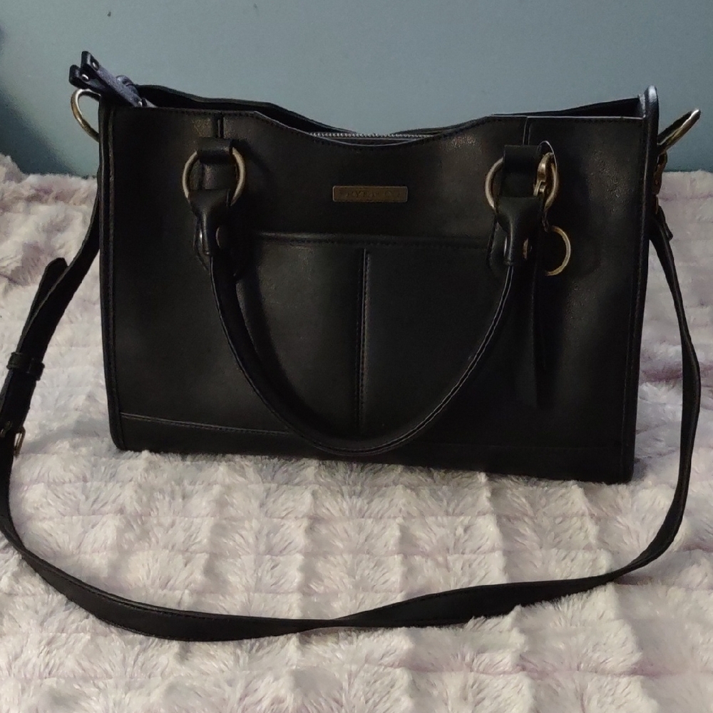 FRYE AND CO. Classic Black Satchel with Gold Accents